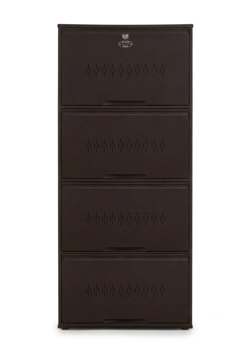 4 Step Shoe Rack (12 Pairs) - Coffee Brown view 1