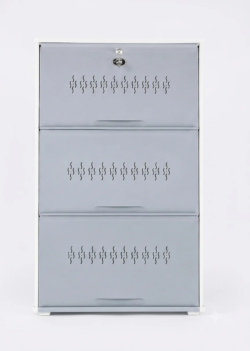 3 Step Shoe Rack (9 Pairs) in Grey White view 1
